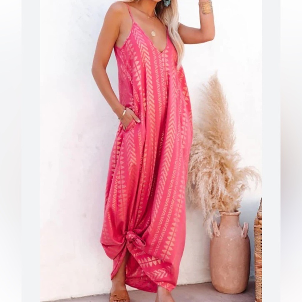 Winona Cotton Blend Pocketed Shimmer Maxi Dress - Rose Gold